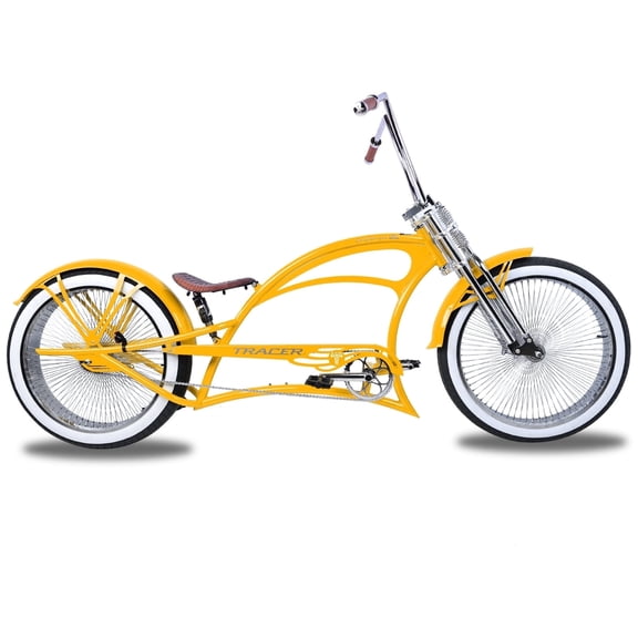 Tracer Scorpion Pro DTS Stretch Beach Cruiser Bike, 26" Wheel, Fat Tire, Coaster Brake, for Men, Yellow