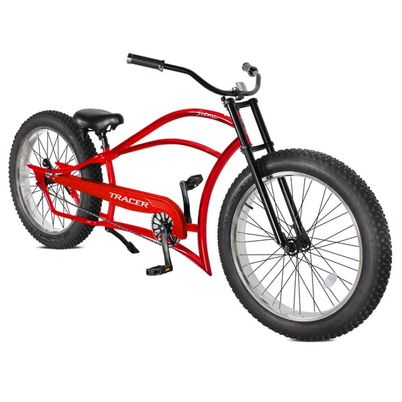 Tracer Siena 26'' Stretch Beach Cruiser Bike for Men, 1 Speed, Coaster Brake, Fat Tire, Red