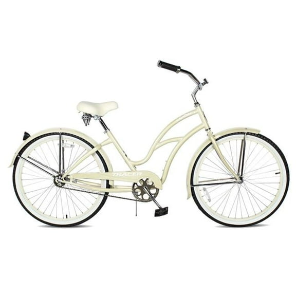 Tracer Taha 26 Inch Beach Cruiser Bikes Single Speed with Fenders for Women - Cream