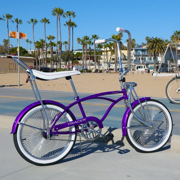 Tracer Tamron 20'' Lowrider Bike,20 inch Wheel Size,Beach Cruiser Bike for Teens Adults,Banana Seat,Purple,City Commute Bicycle