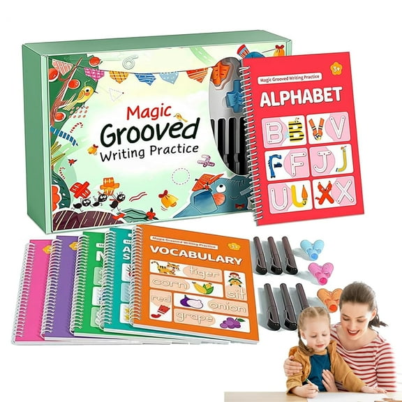 Tracetrek Workbook, Trace Trek Workbook Set - Magic Grooved Writting Practice, Reusable Grooved Handwriting Workbooks, Letter and Number Tracing Book