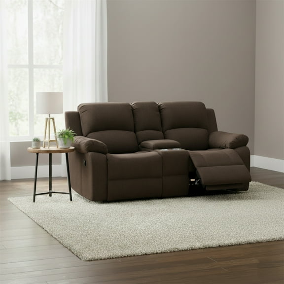 Tracey Transitional Reclining Loveseat with Storage Console and Cupholders