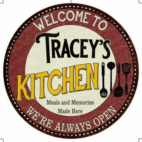 Tracey's Kitchen 14" Round Metal Sign Bar Game Room Wall Decor 100140040282