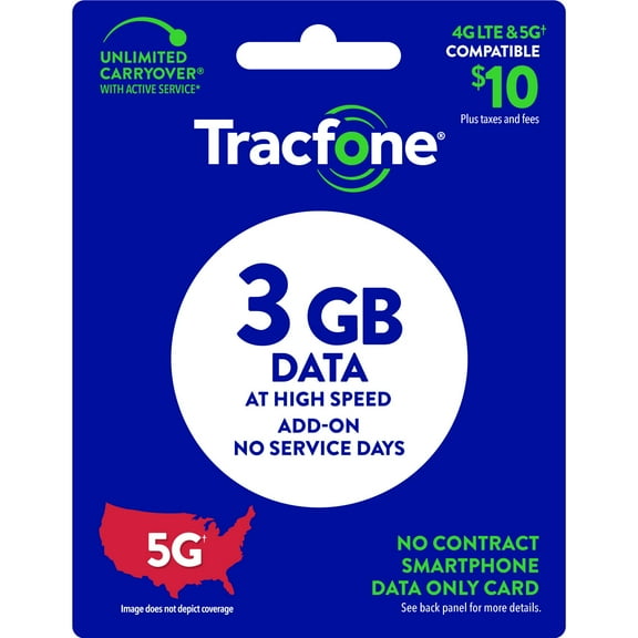 Tracfone $10 Data Only Add On (3 GB) e-PIN Top Up (Email Delivery)