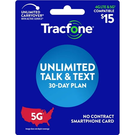 Tracfone $15 Smartphone Unlimited Talk & Text 30-Day Prepaid Plan Direct Top Up