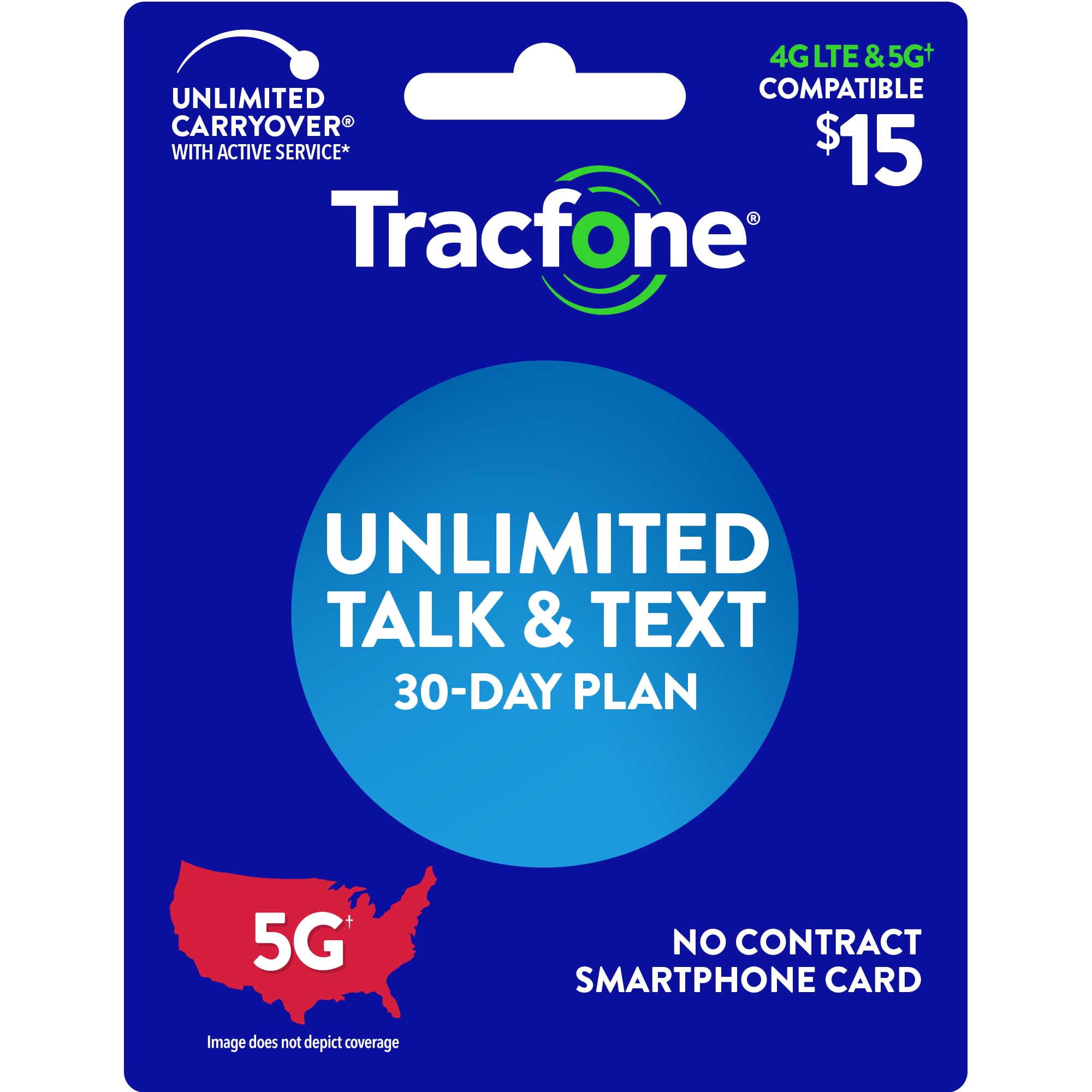 Tracfone 15 Smartphone Unlimited Talk & Text 30Day Prepaid Plan ePIN