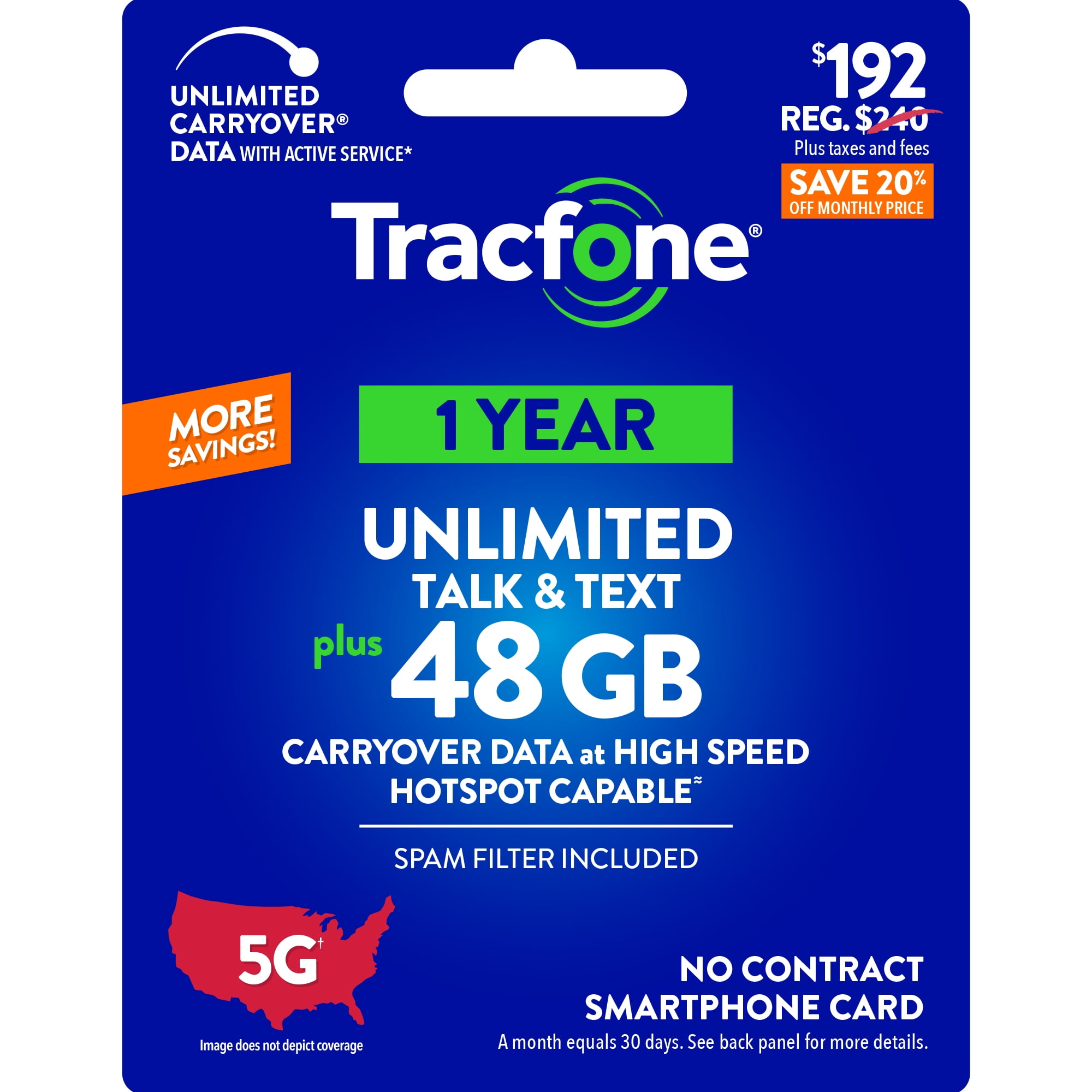 Free Shipping! Tracfone Unlimited Talk, Text, Data 48GB 365-Day Prepaid ...