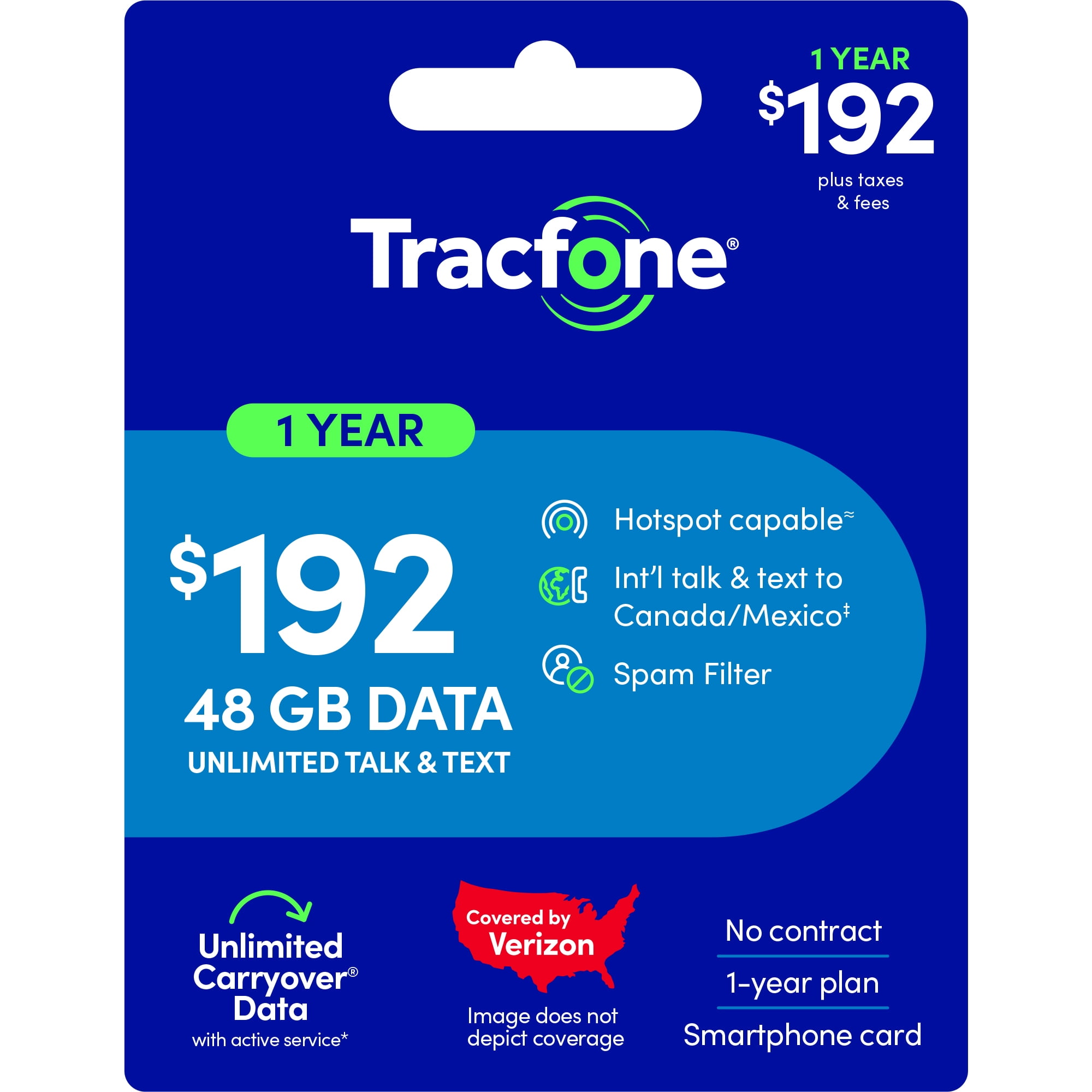 Tracfone $192 Unlimited Talk & Text plus 48 GB of Data 365-Day - Prepaid Plan e-PIN Top Up (Email Delivery)