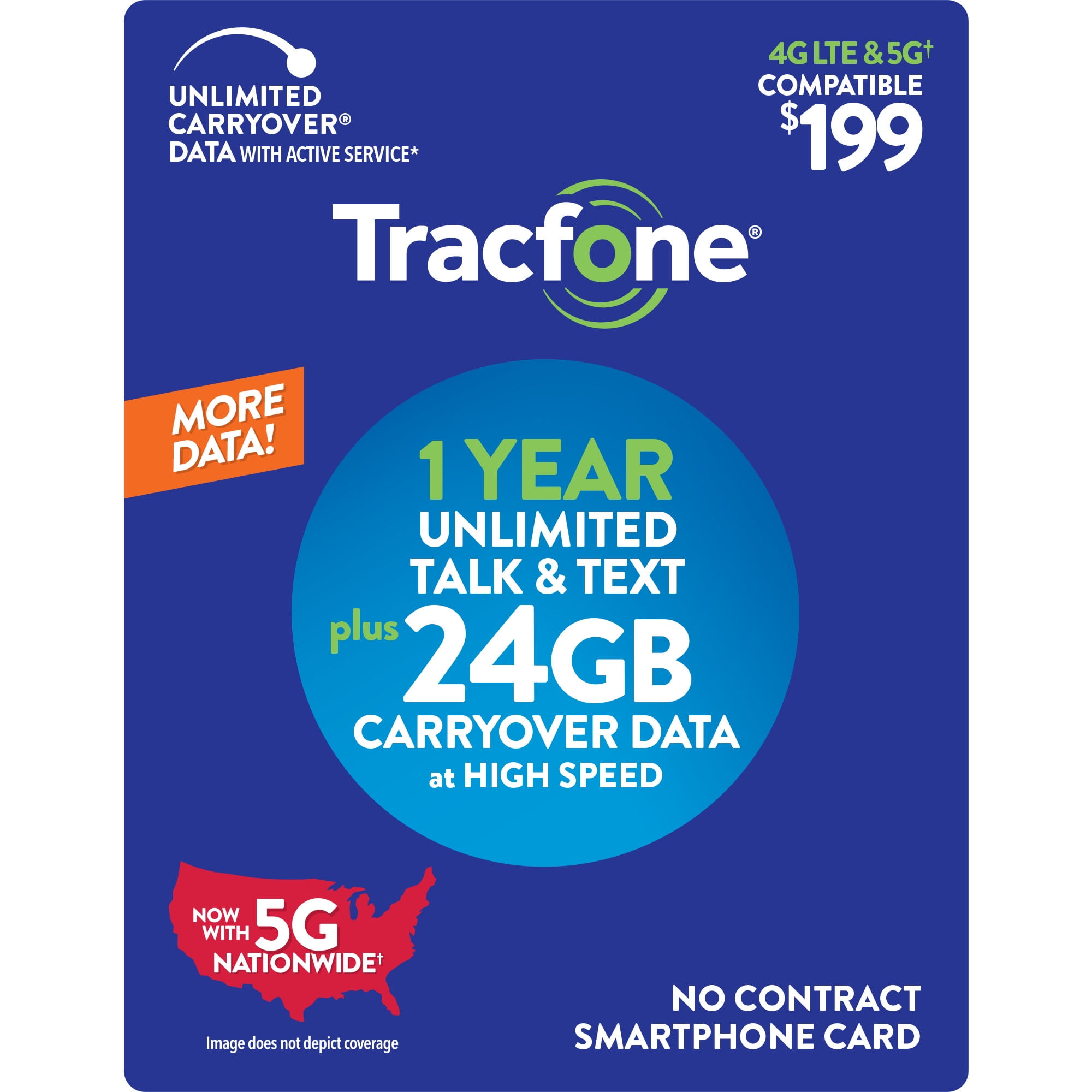 Tracfone 199 Smartphone Unlimited Talk & Text 1Year Prepaid Plan