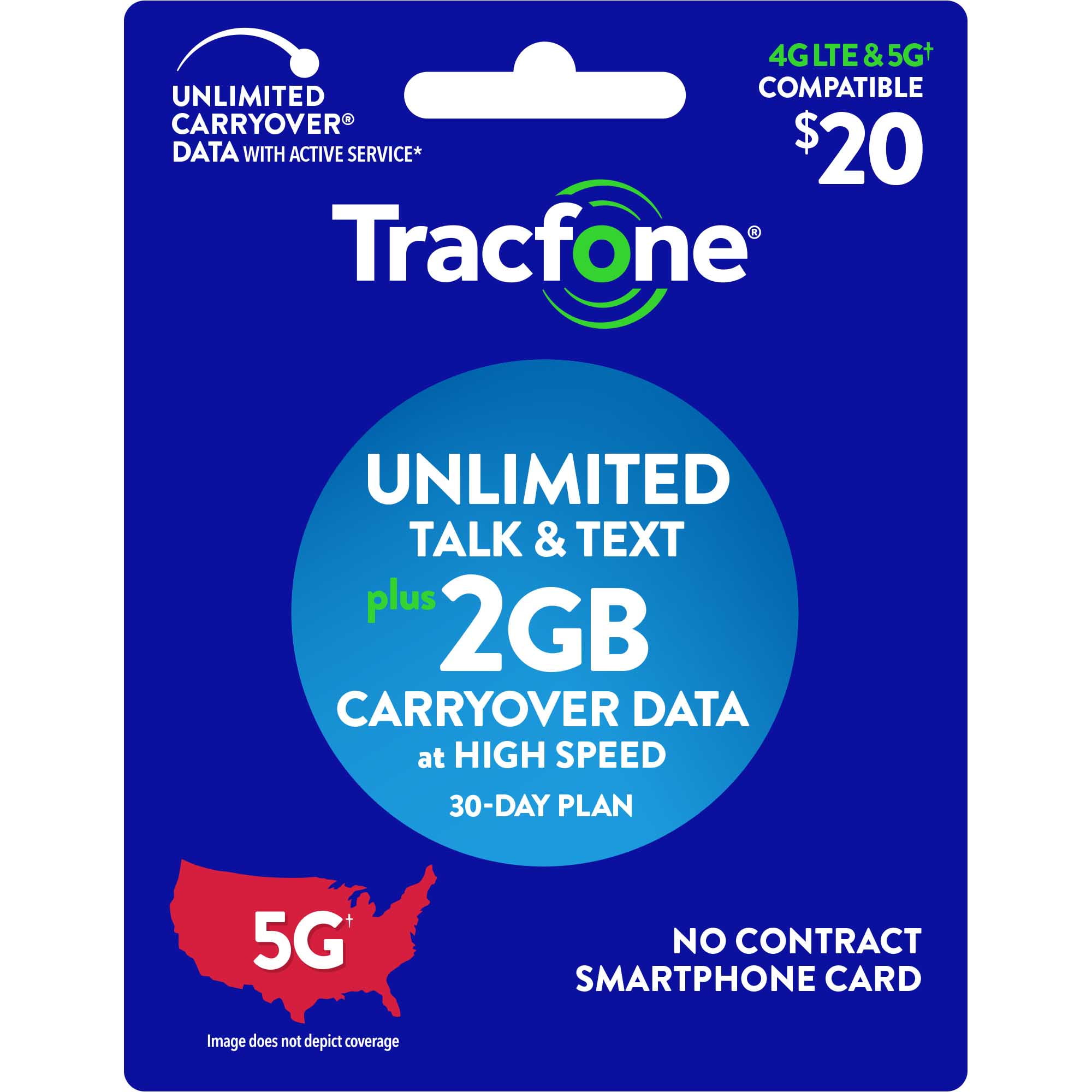 Tracfone 20 Smartphone Unlimited Talk And Text 30 Day Prepaid Plan 2gb