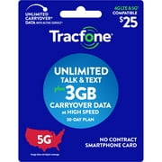 Tracfone $25 Smartphone Unlimited Talk & Text 30-Day Prepaid Plan (3GB at high speeds*) Direct Top Up
