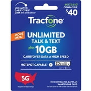 Tracfone $40 Smartphone Unlimited Talk & Text 30-Day Prepaid Plan (10GB at High Speeds) Direct Top Up