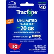 Tracfone $40 Smartphone Unlimited Talk & Text 30-Day Prepaid Plan (20 GB at high speed) Direct Top Up