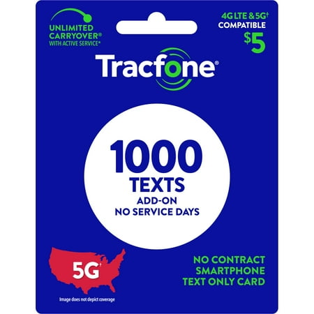 Tracfone $5 Text Only Add On (1000 texts) e-PIN Top Up (Email Delivery)