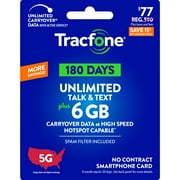 Tracfone $77 Unlimited Talk & Text plus 6 GB of Data 180-Day - Prepaid Plan Direct Top Up