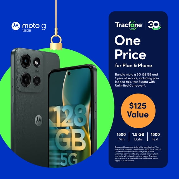 Tracfone Motorola Moto G2025, 5G, 128GB, Gray, Includes 1 Year $125 Service Plan - Prepaid Smartphone [Locked to Tracfone]