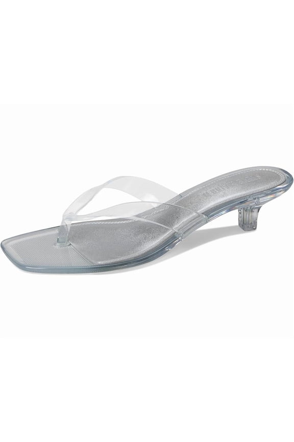 Tracie Y2K Jelly Thong Kitten Heel Sandal - Clear