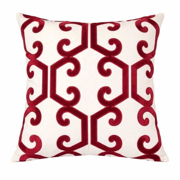 Tracina Red Geometric Polyester 20 in. x 20 in. Throw Pillow