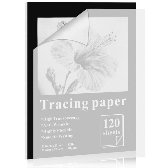 Tracing Paper 120 Sheets, 8.5x11 Inch Translucent Vellum Paper Pad for Sketching, Drawing, Overlaying Images, Clear Finish
