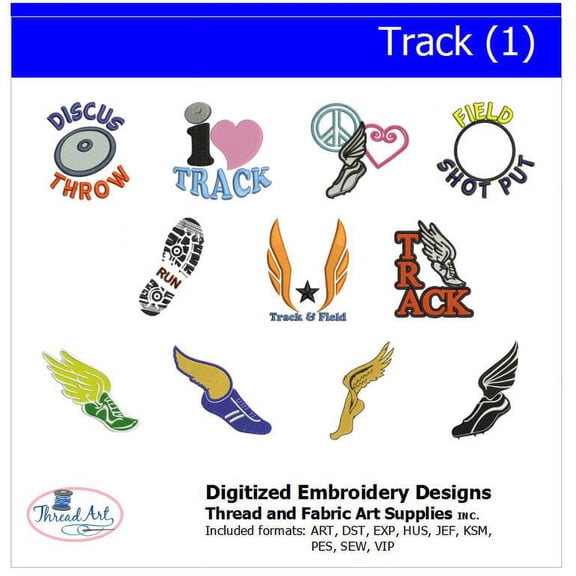 Track(1) Embroidery Designs - All Popular Formats Included - Loaded on USB Stick