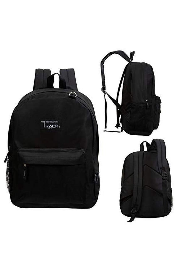 17 Inch Classic Black Backpacks Bulk Case of 24 Wholesale