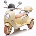 thumbnail image 1 of Track Seven 12V Ride on Motorcycle, 2-Seater Electric Motorcycle with Dual Motor, 3 Wheels Motorbike with Bluetooth, LED Lights, Storage Box, Front Hook, Ride on Toy Car for Kids Aged 3+, Beige, 1 of 7