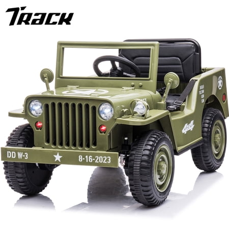 Track 7 12V Kids Ride on Truck, Electric Ride on Car with Remote Control, Safety Belt, LED Lights, Power Display & Music Player, Ride-on Toy for Kids Aged 3-6 Years, Green