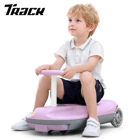 Track 7 12V Electric Go Kart, Ride On Race Car with LED Flashing Lights, Variable Speed 0-5 mph, Portable Go Kart with Mopping Kit, 6L Storage Space, Low Noise, Electric Car for Kids Age 2+, Pink