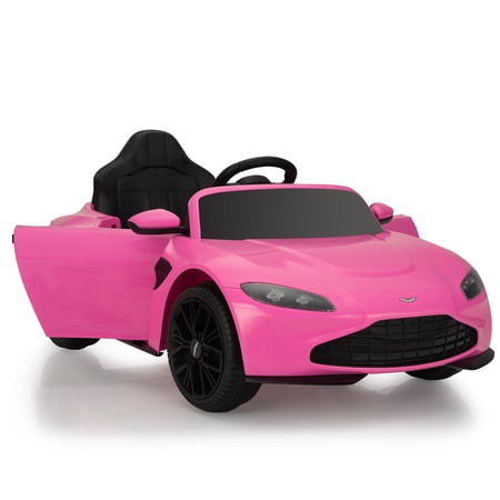 Track 7 12V Kids Ride on Car, Licensed Electric Vehicle with Remote Control, LED Lights, Built-in Music, Adjustable Volume and Power Display, Pink
