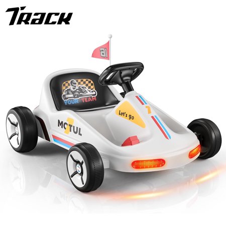 Track 7 12V Ride on Go Kart, Kids Electric Drifting Go Kart with Remote Control, Flashing Taillight, Bluetooth, Storytelling, Max Speed 3.7 mph, Portable Electric 4-Wheeler Car for Boys Girls Age 3+