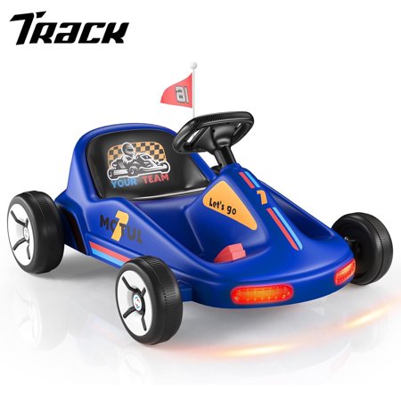 Track 7 12V Ride on Go Kart, Kids Electric Drifting Go Kart with Remote Control, Flashing Taillight, Bluetooth, Storytelling, Max Speed 3.7 mph, Portable Electric 4-Wheeler Car for Boys Girls Age 3+