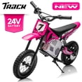 thumbnail image 1 of Track Seven 24V Electric Dirt Bike, 250W Ride on Motorcycle with Twist Grip Throttle, Hand-Operated Dual Brakes, Speed Up to 10 MPH, for Age 8-12, Pink, 1 of 10