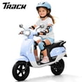 thumbnail image 1 of Track Seven 24V Ride-on Moped Scooter, Kids Electric Motorcycle for Boys Girls Ages 8-12, 250W Brushless Motor, 10 Mph Max Speed, Twist Throttle, 12" Pneumatic Tires, Bluetooth, LED Light, Blue, 1 of 10