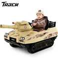 thumbnail image 1 of Track Seven 24V Ride on Car, Kids Ride on Tank with Fighting Cannon and Rotating Turret, Remote Control, Lights, Music, 360° Spin, Electric Off-Road RC Fighting Tank Truck, Yellow, 1 of 10