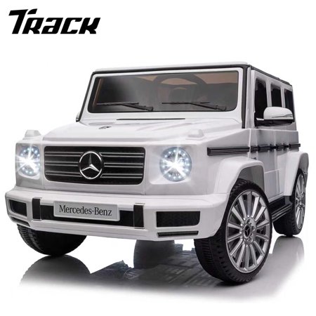 Track Seven 24V Ride on Car, Licensed Mercedes-Benz G500 Electric Car with Remote Control, Bluetooth, LED Lights, Max Speed 5.7 mph, 24V Ride on Truck for Boys Girls Age 3+, White