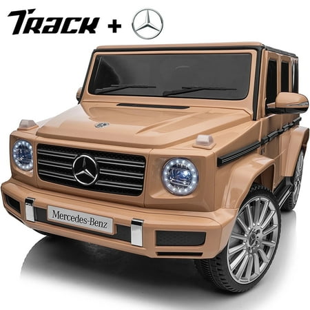 Track Seven 24V Ride on Car, Licensed Mercedes-Benz G500 Electric Car with Remote Control, USB, Bluetooth, LED Lights, Ride on Truck for Boys Girls Age 3+, Yellow