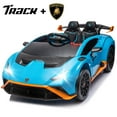 thumbnail image 1 of Track Seven 24V Kids Ride on Car, Licensed Lamborghini STO Electric Car with Remote Control, Ride on Drift Car with Foam Front Wheels, Music, 360° Spin, Max Speed 6mph, Ages 3+, Blue, 1 of 8