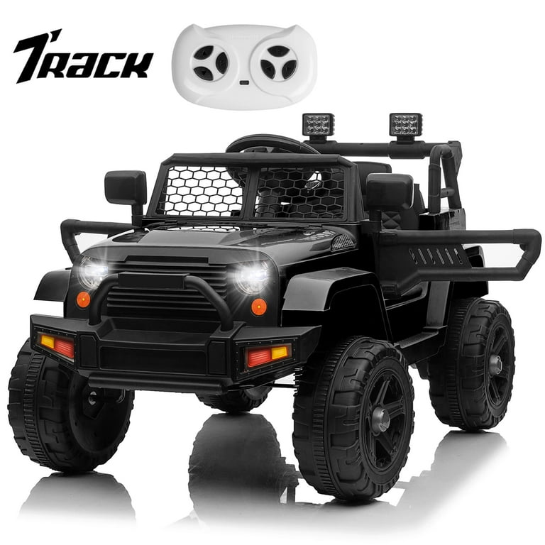 Track 7 Kids Ride on Electric Vehicle 12V Battery Operated Motorized Car Music Remote Control Age 3 Black Walmart