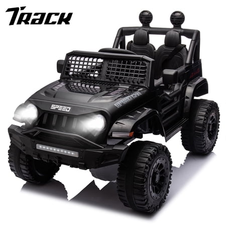 Track 7 Kids Ride on Truck, 12V Ride on Car with Remote Control, Kids Electric Car, Bluetooth, LED Lights, MP3, Black