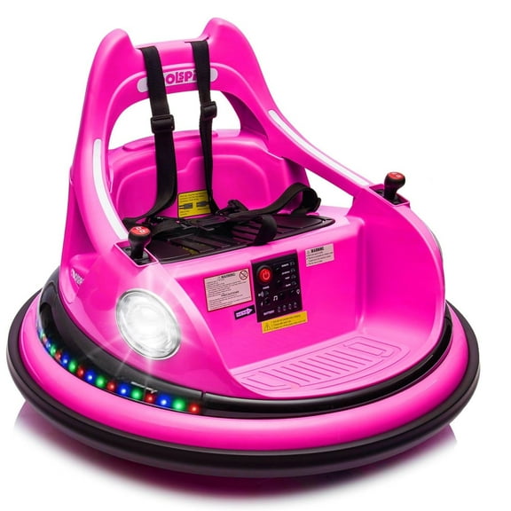 Track Seven 12V Bumper Car for Toddlers, Kids Electric Bumper Car with Remote Control, LED Lights, Bluetooth, 360°Spin, Ride on Toy Car for Boys Girls Aged 2+, Rose Red