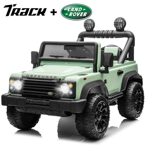 Track Seven Licensed Land Rover Defender Volta 5008 24V Ride-On Car, Electric Car with Remote Control, 2WD Drive, Bluetooth, LED Lights, Key Start, Rear Storage, 24V Ride on Toys for Ages 3+, Green