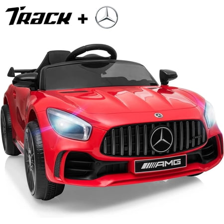 Track 7 Ride on Car with Remote Control, 12V Licensed Benz Electric Car for Kids Age 3+, AUX/FM/USB, Kids Ride on Toy Car, Red