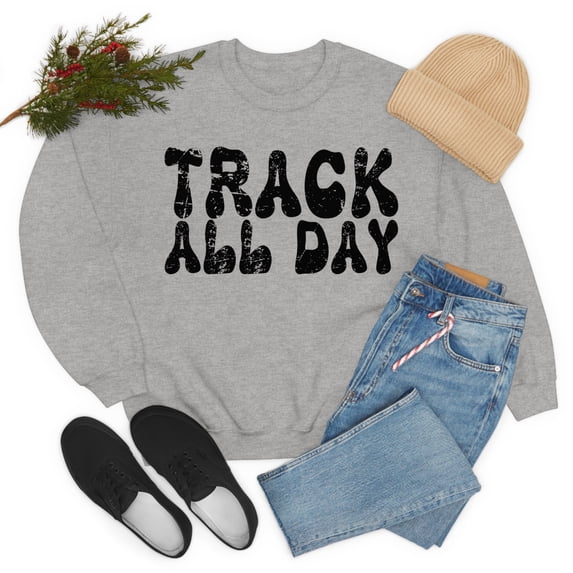 Track All Day Sweatshirt Track and Field School Spirit Long Sleeve Shirt Female Small