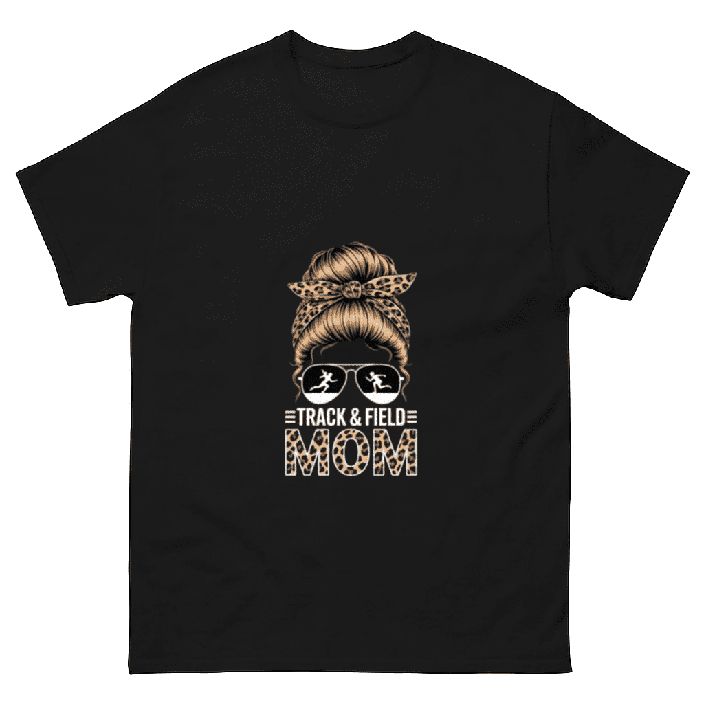 Track And Field Leopard Messy Bun Mother's Day Sports Art Unisex T-Shirt, for men & women, up to size 5XL