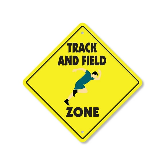 Track And Field Plastic Crossing Sign - 12 Inch X 12 Inch Xing Sign Gift Sports Running Jumping Throwing Athlete Race Fun Active Event Outdoor