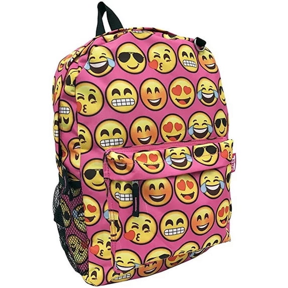 Track Backpack Bag Classic Everyday Pack Pink Emoji