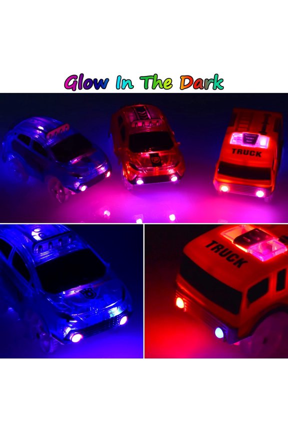 Track Cars Replacement Only Light Up Toy Cars with 5 Flashing LED Lights Toys Racing Car Track Accessories Compatible with Magic Tracks and Tracks with Most Track Cars for Boys and Girls