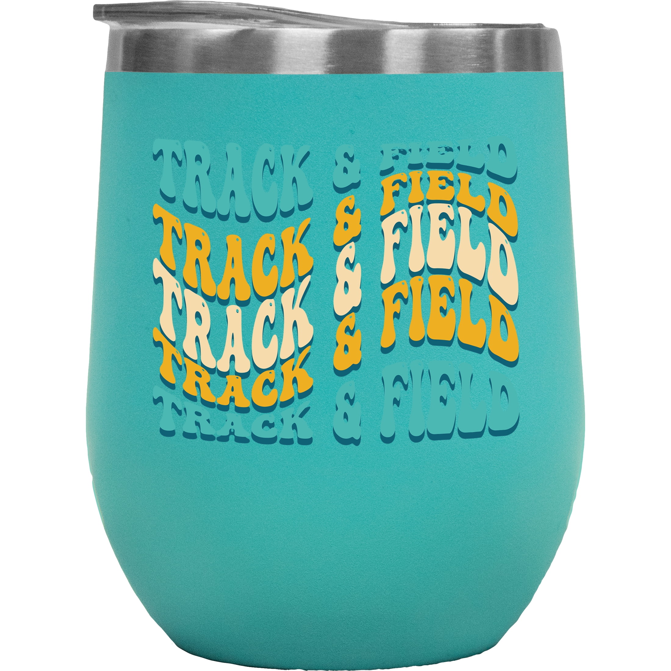 Track & Field, Athlete or Sports Themed, Groovy Retro Wavy Text Merch Gift, Mint 12oz Wine Tumbler