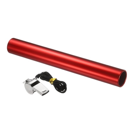 Track Field Relay Baton, Aluminum Track Field Relay Baton for Running Race Team with Whistle 11.5" & 1 Pack & Red-Fit for (Outdoor/Track Field/Sports/Running/Game)