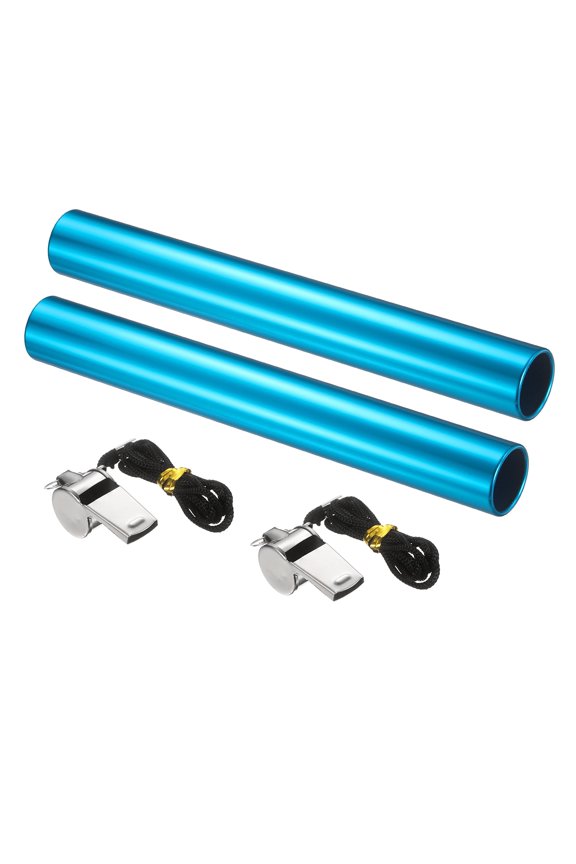 Track Field Relay Baton, Aluminum Track Field Relay Baton for Running Race Team with Whistle 11.5" & 2 Pack & Blue-Fit for (Outdoor/Track Field/Sports/Running/Game)